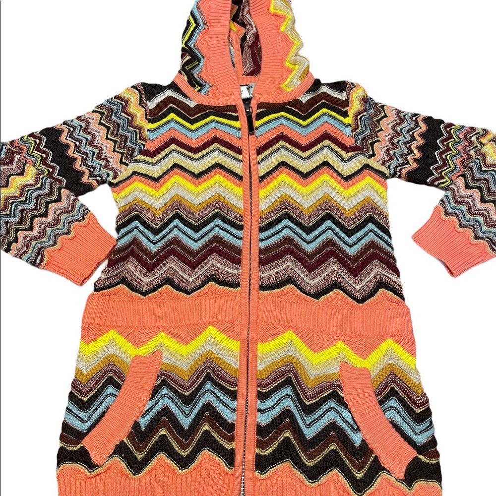 Missoni knit full zip hoodie sweater dress